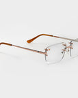 Silver & Rose Gold Two Tone Rimless Class - (Light Adaptive) Clear to Brown Lens