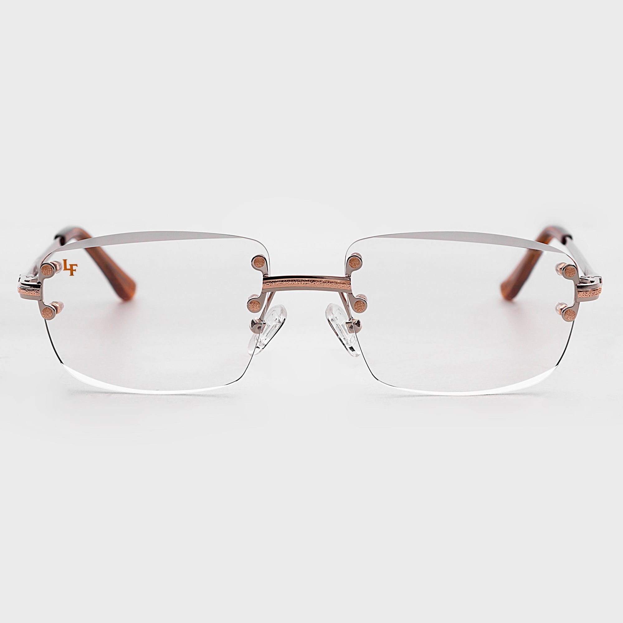 Silver & Rose Gold Two Tone Rimless Class - (Light Adaptive) Clear to Brown Lens