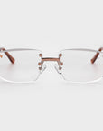Silver & Rose Gold Two Tone Rimless Class - (Light Adaptive) Clear to Brown Lens