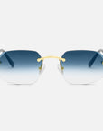 Gold Rimless Sunglasses, Rimless Class VII Blue Gradient, Front View