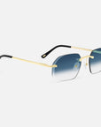 Gold Rimless Sunglasses, Rimless Class VII Blue Gradient, Side View
