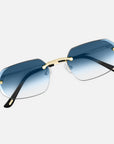 Gold Rimless Sunglasses, Rimless Class VII Blue Gradient, Top View