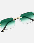 Gold Rimless Sunglasses, Rimless Class VII Green Gradient, Top View