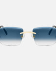 Gold Rimless Sunglasses, Rimless Class IX Blue Gradient, Front View
