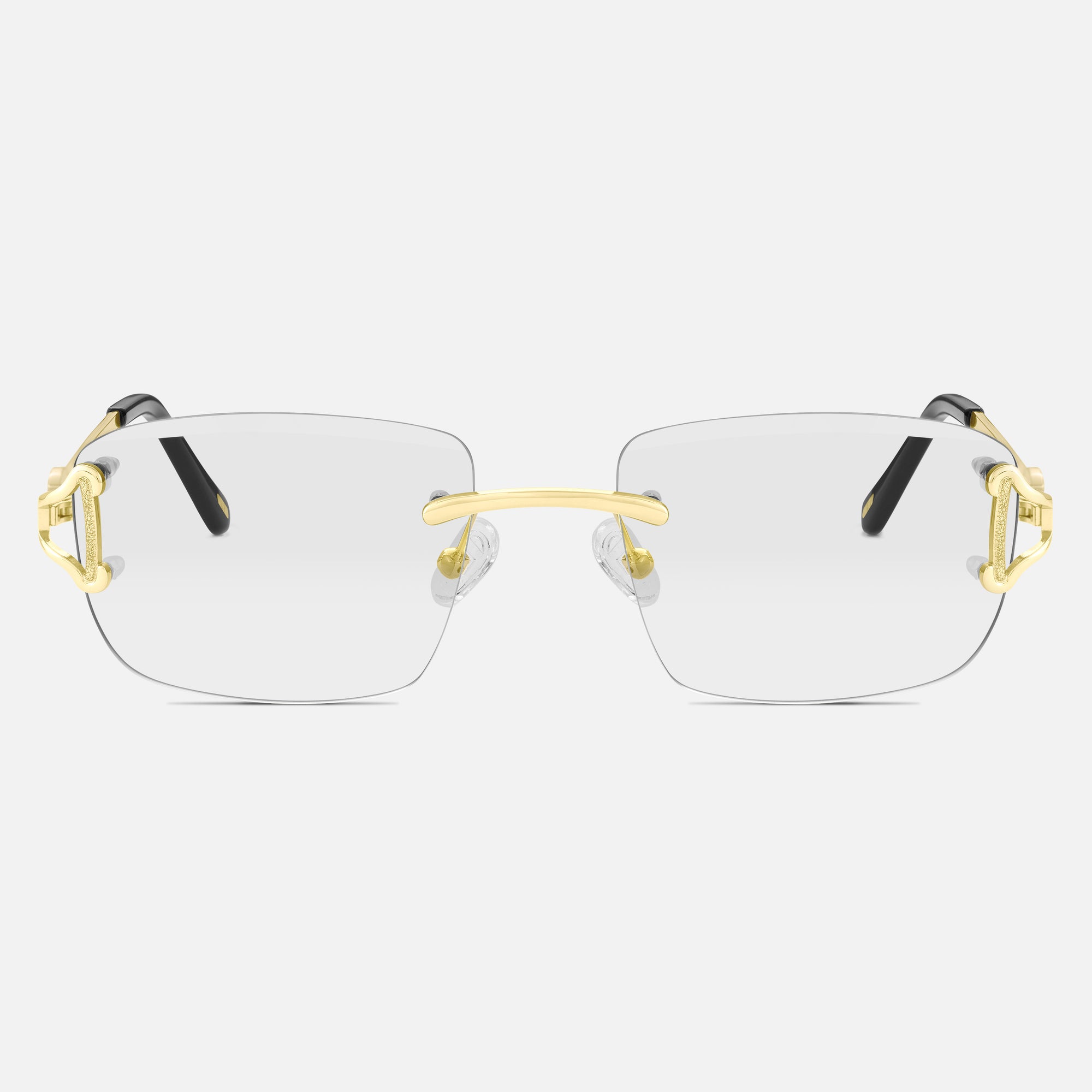 Gold Rimless Glasses, Rimless Class IX Clear Lens, Front View