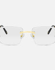 Gold Rimless Glasses, Rimless Class IX Clear Lens, Front View