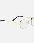 Gold Rimless Glasses, Rimless Class IX Clear Lens, Side View