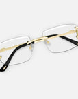 Gold Rimless Glasses, Rimless Class IX Clear Lens, Top View