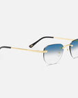 Gold Rimless Sunglasses, Rimless Class I Blue Gradient, Side View