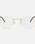 Gold Rimless Glasses, Rimless Class I Clear Lens, Front View