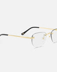 Gold Rimless Glasses, Rimless Class I Clear Lens, Side View