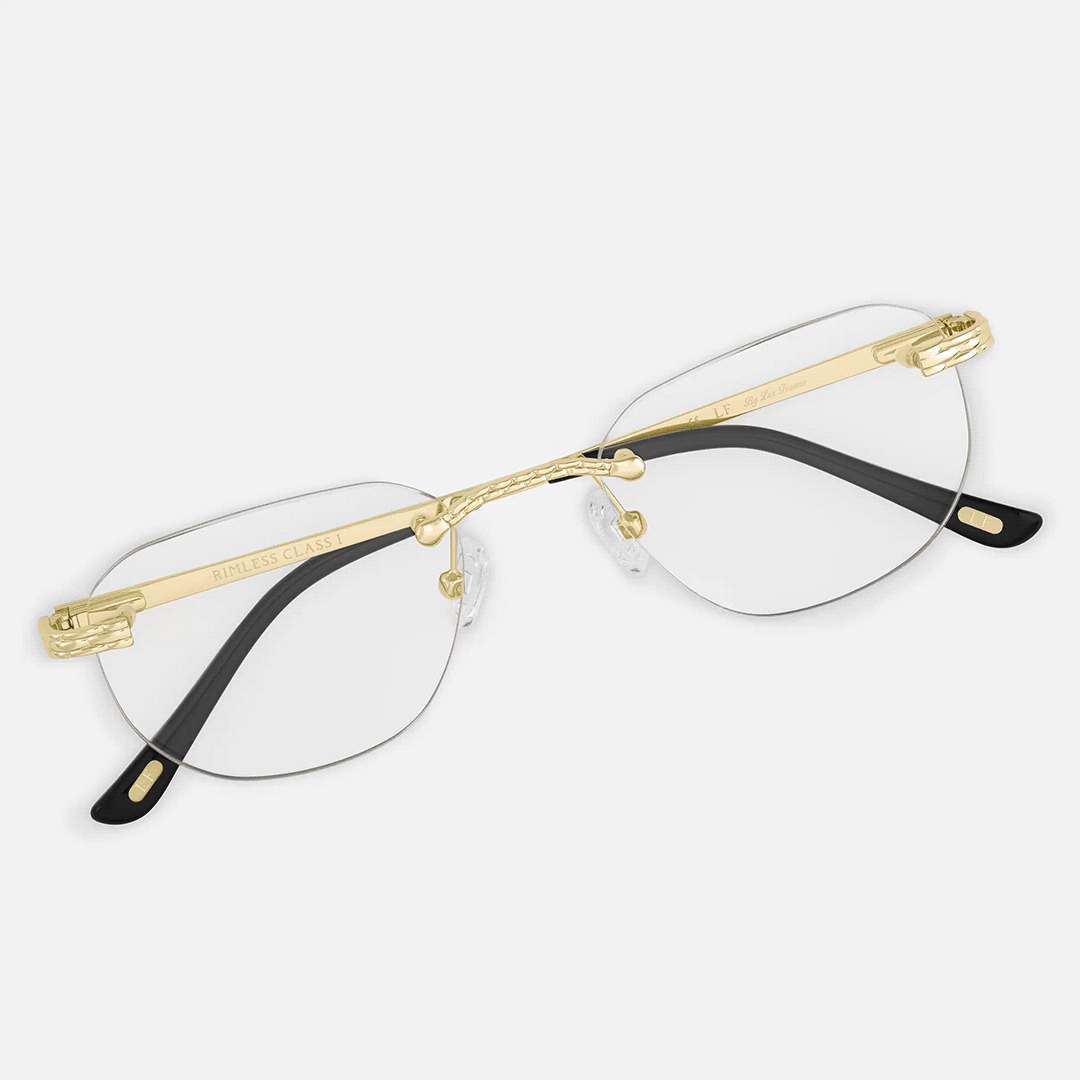 Gold Rimless Class I - (Light Adaptive) Clear to Brown Lens