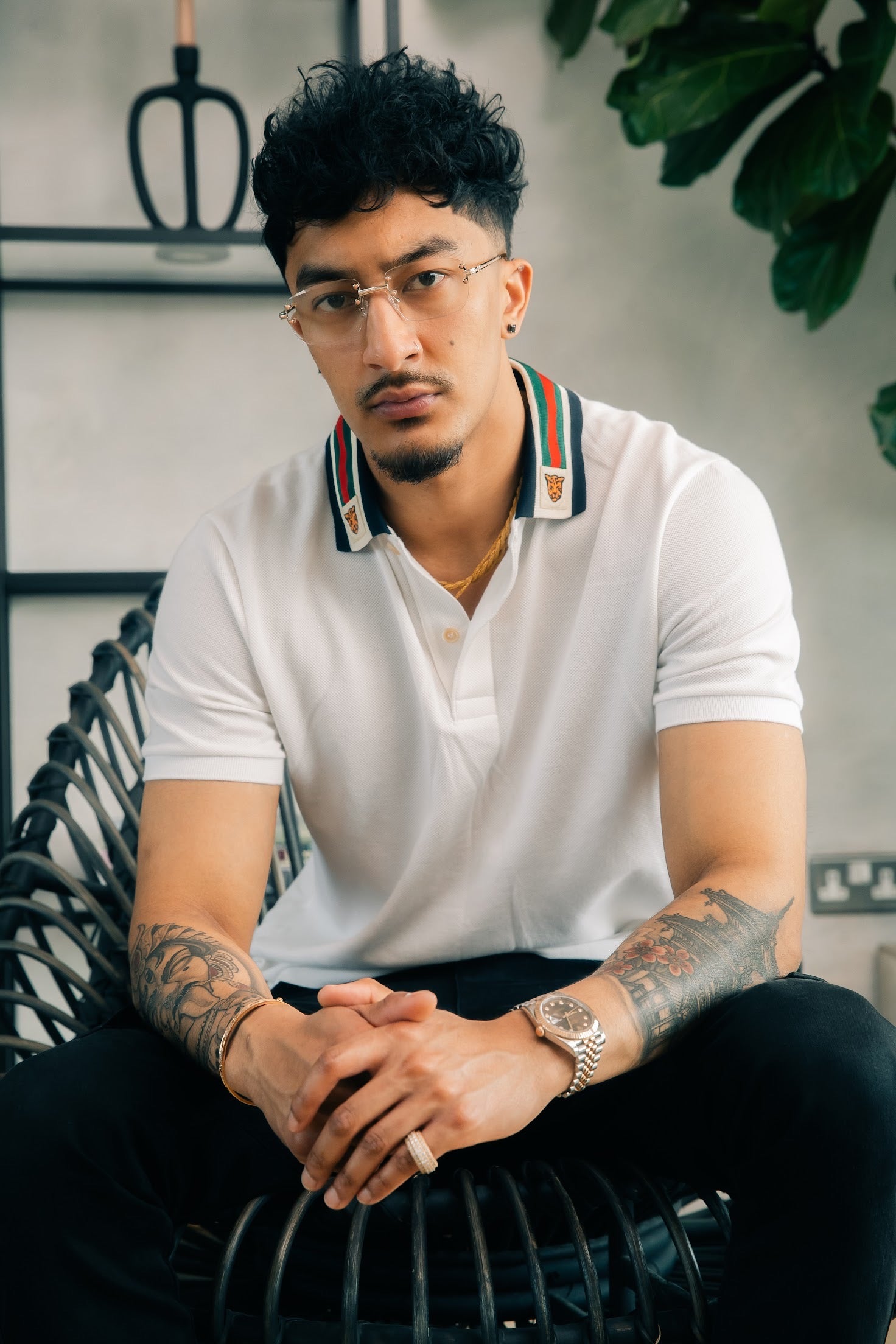 Silver & Rose Gold Two Tone Rimless Class - (Light Adaptive) Clear to Brown Lens