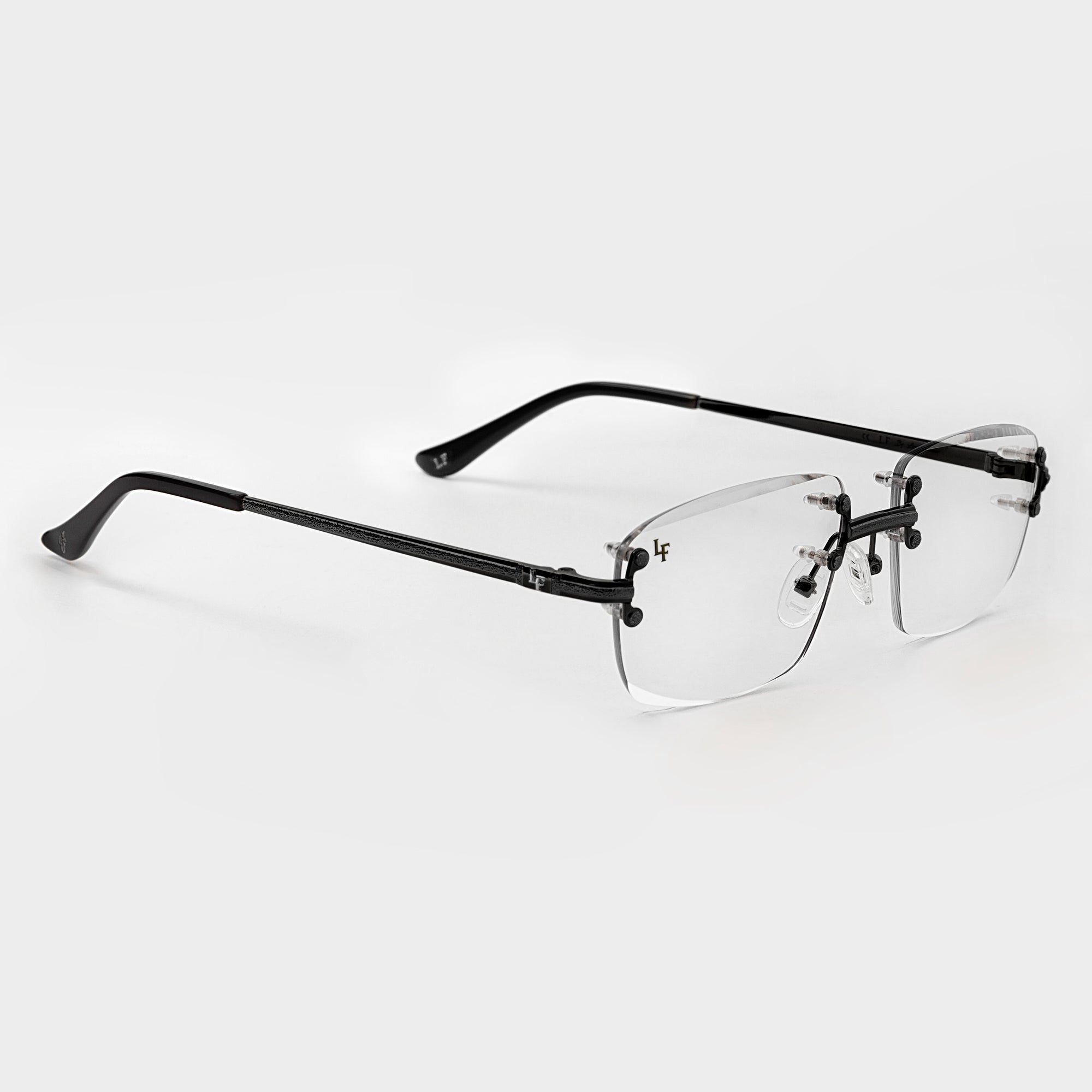 Black & Matte Black Two Tone Rimless Class - (Light Adaptive) Clear to Black Lens