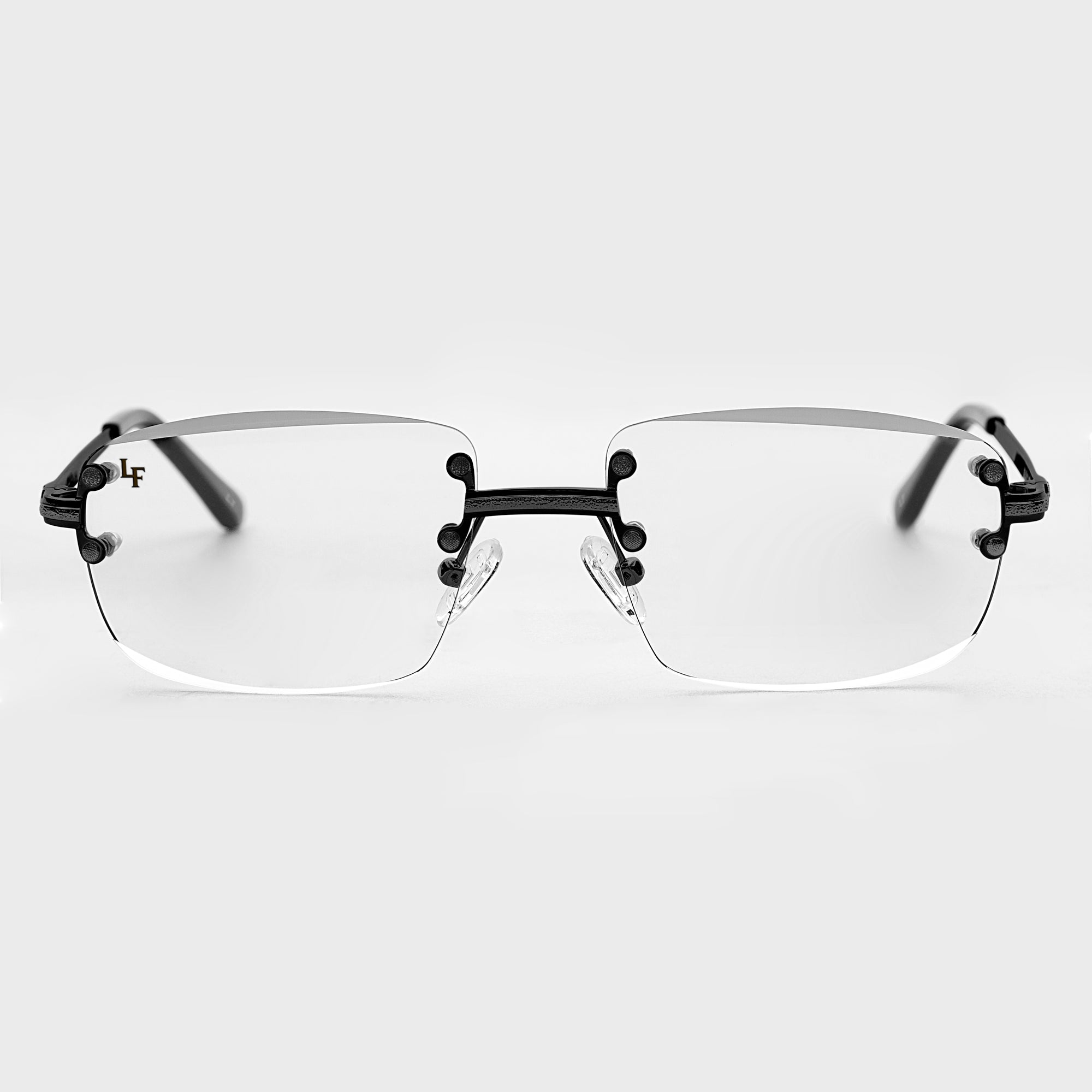 Black & Matte Black Two Tone Rimless Class - (Light Adaptive) Clear to Black Lens