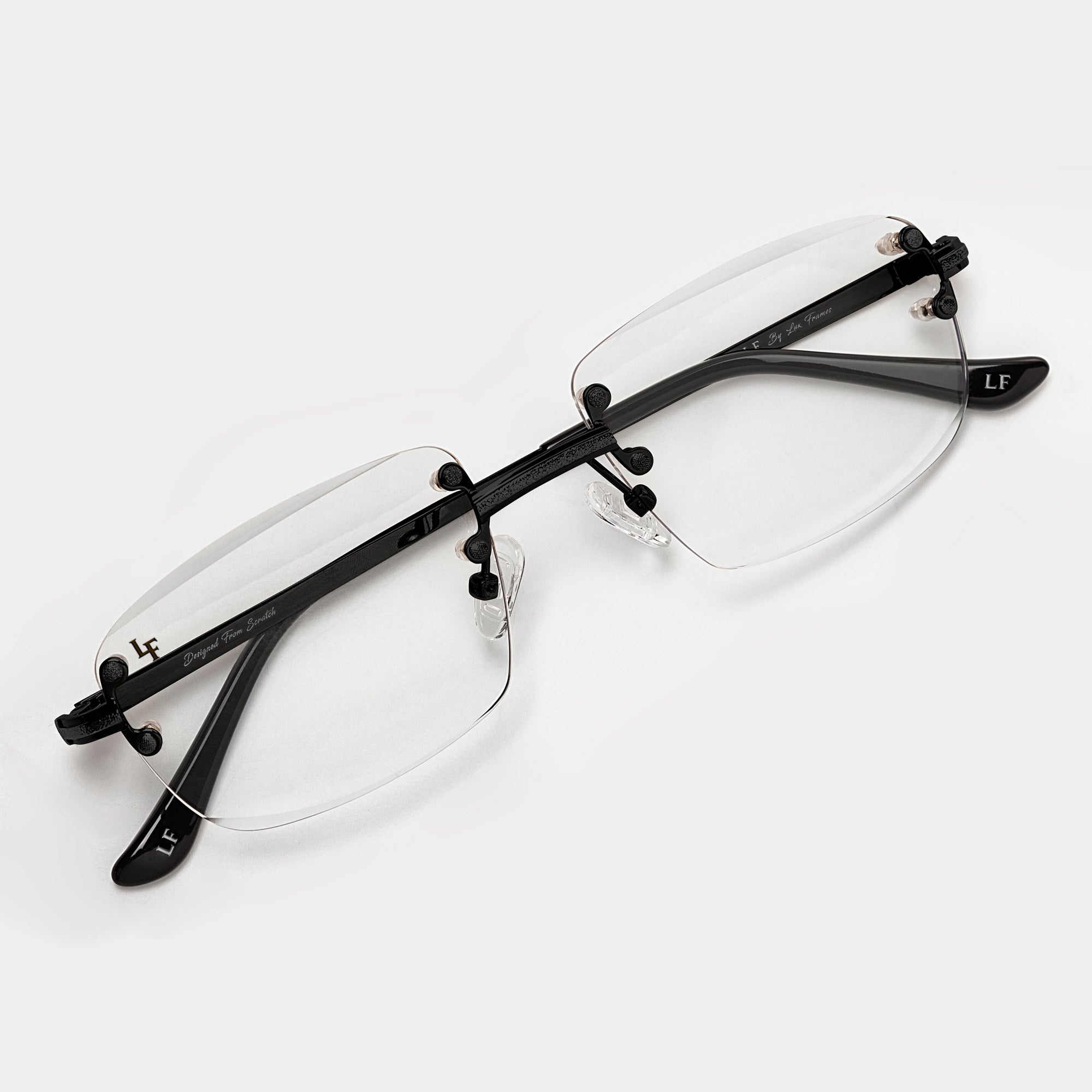 Black & Matte Black Two Tone Rimless Class - (Light Adaptive) Clear to Black Lens