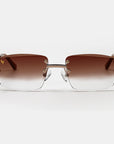 Silver & Rose Gold Two Tone Rimless Class - Brown Fade
