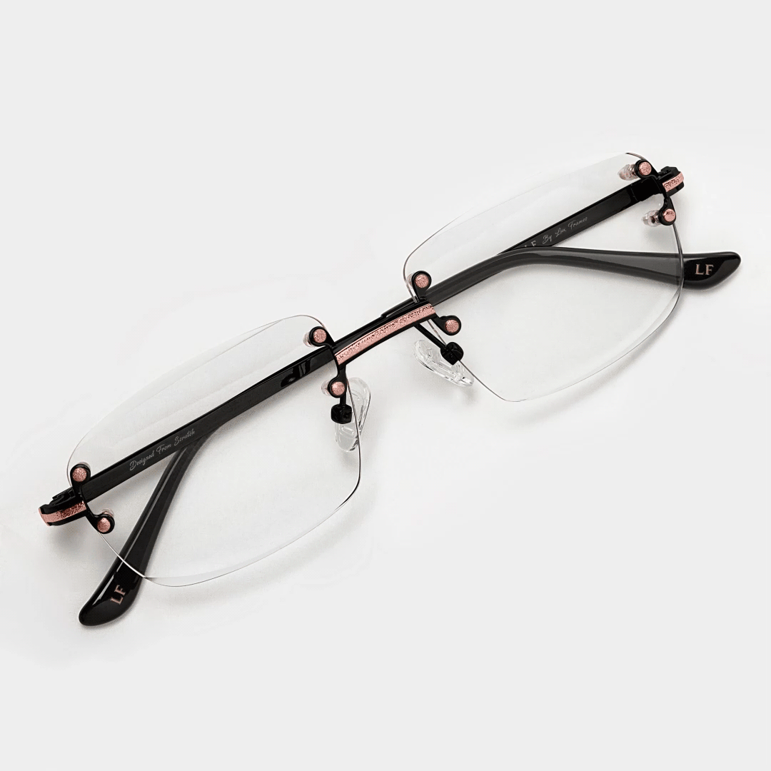 Black & Rose Gold Two Tone Rimless Class - (Light Adaptive) Clear to Brown Lens