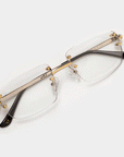 Silver & Gold Two Tone Rimless Class - (Light Adaptive) Clear to Brown Lens
