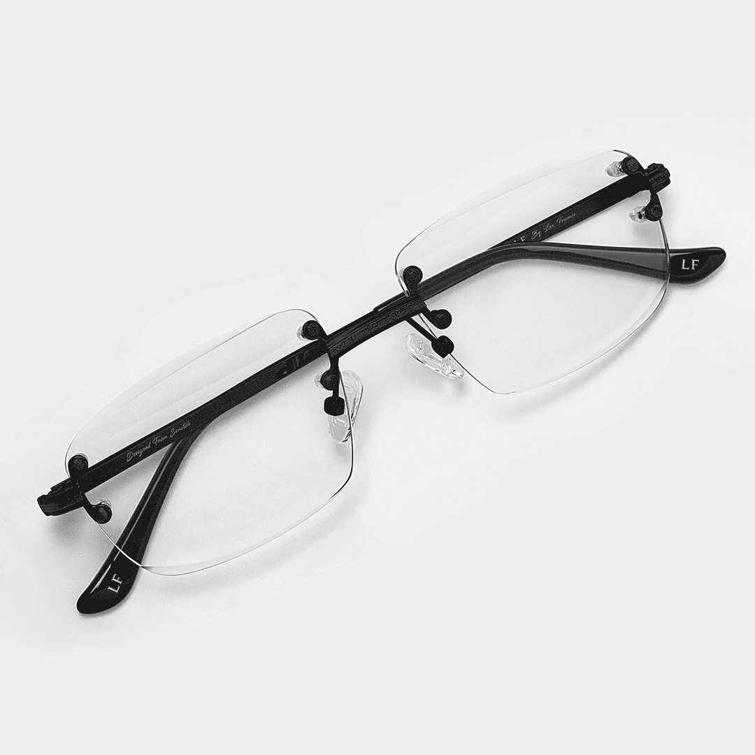 Black & Matte Black Two Tone Rimless Class - (Light Adaptive) Clear to Black Lens