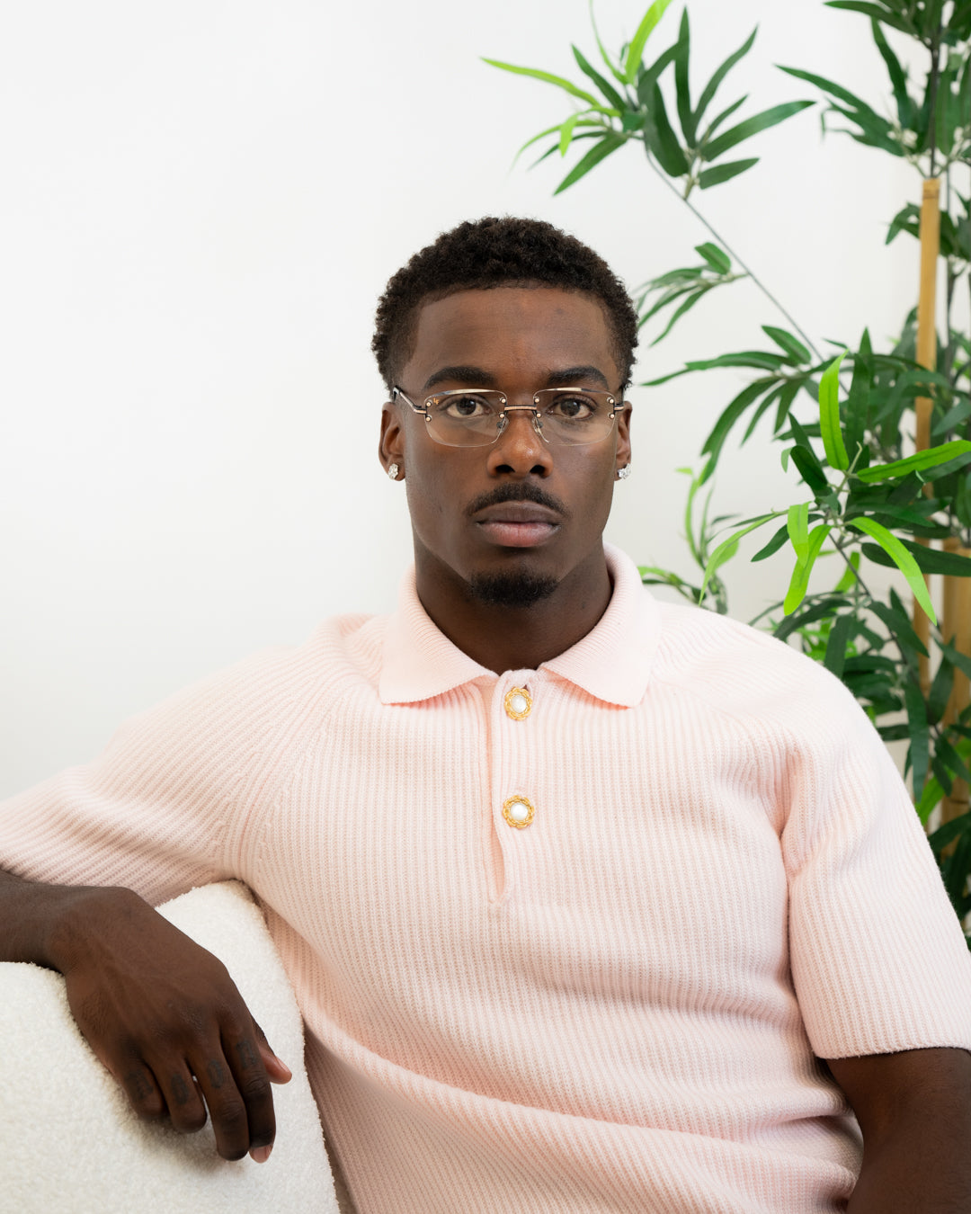 Black & Rose Gold Two Tone Rimless Class - (Light Adaptive) Clear to Brown Lens