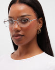 LF Rimless Class V (Larger Lens) - White Gold Clear Lens