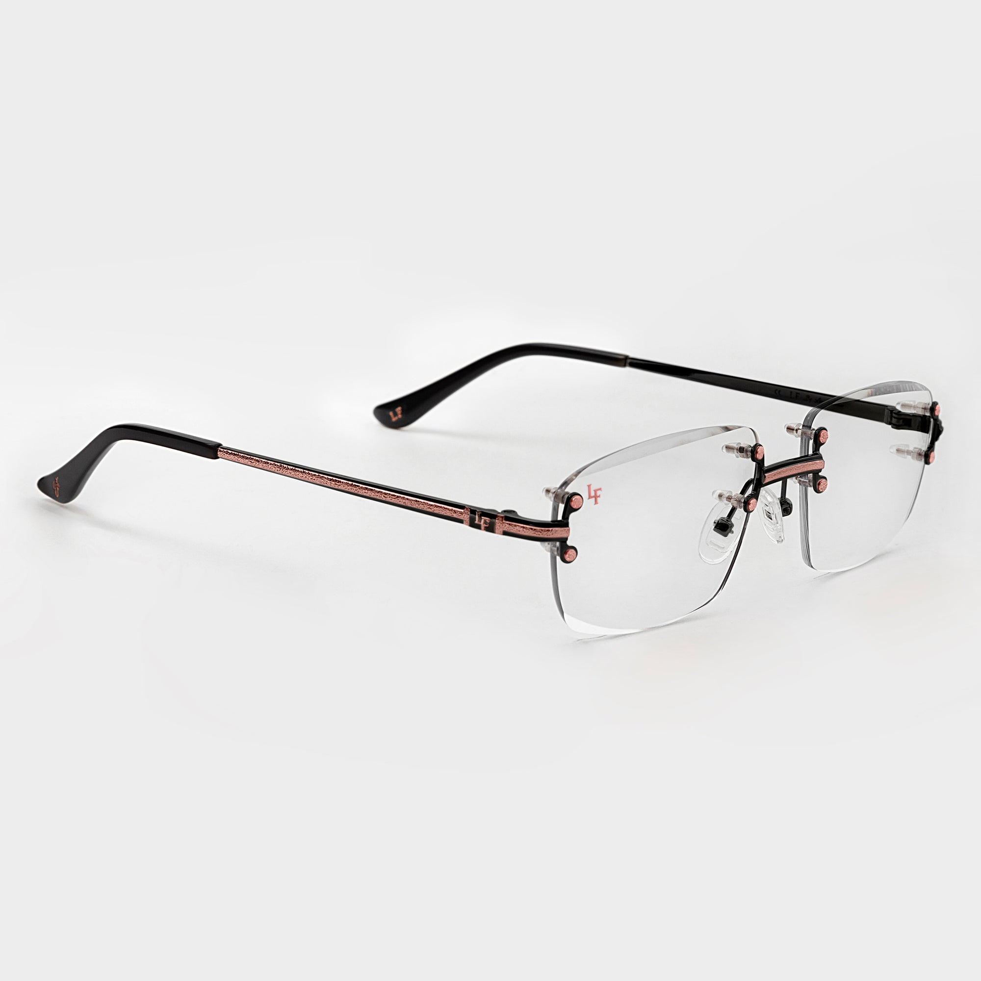 Black & Rose Gold Two Tone Rimless Class - (Light Adaptive) Clear to Brown Lens