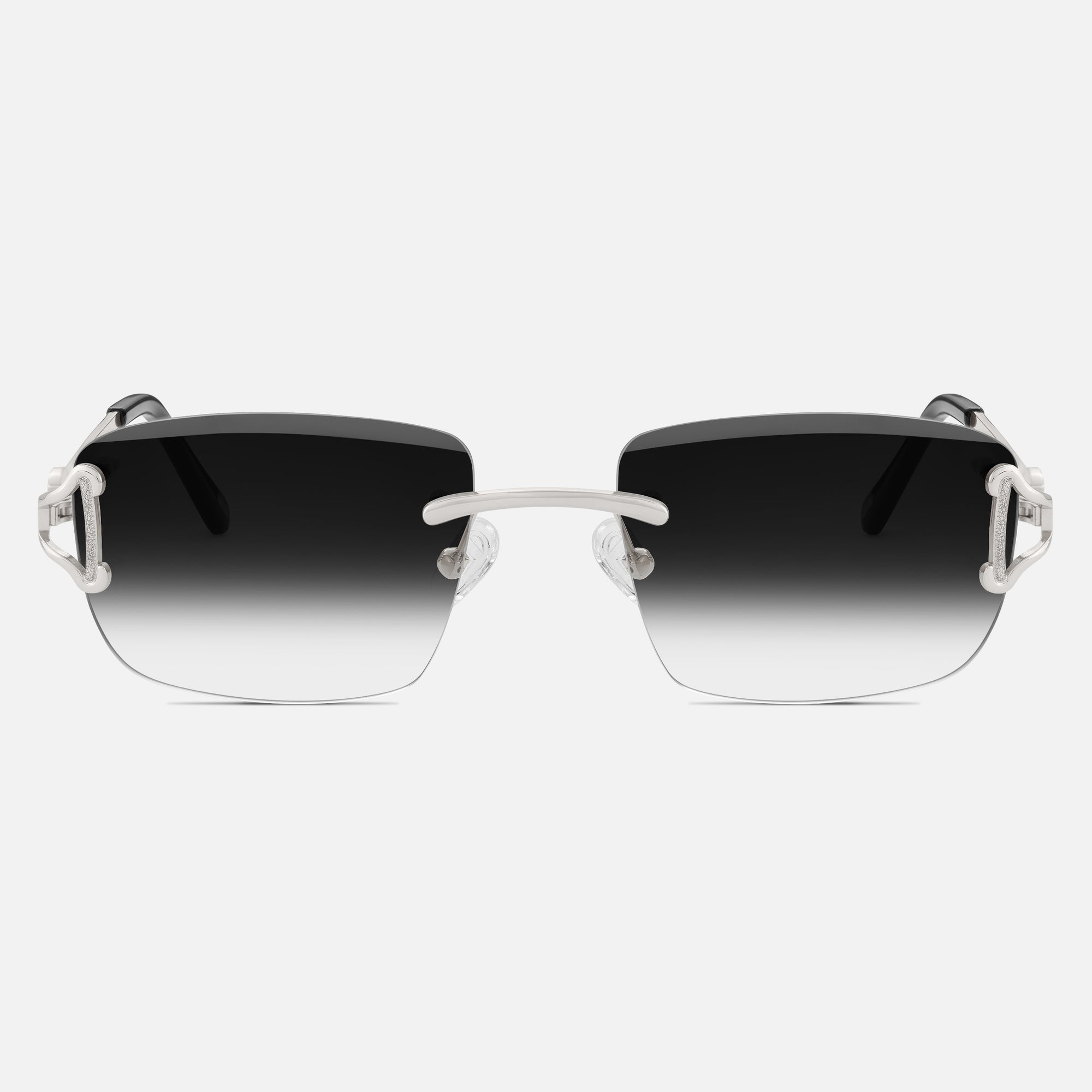 Silver Rimless Sunglasses, Rimless Sunglasses Mens, Class IX Front