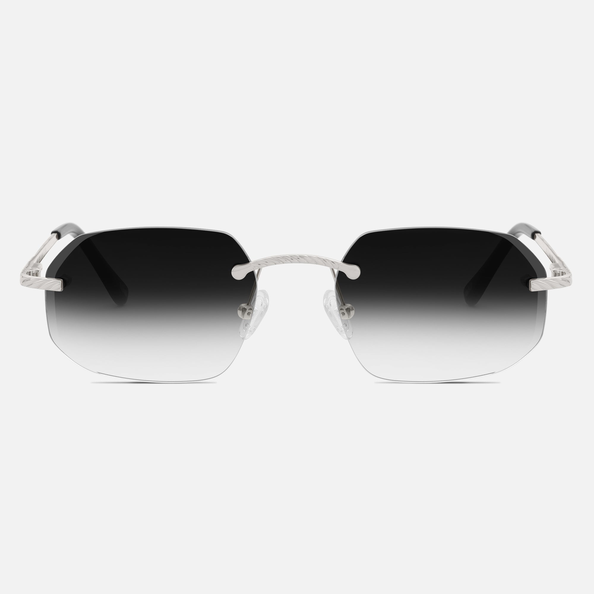 Silver Rimless Sunglasses, Rimless Sunglasses Mens, Class VII Front