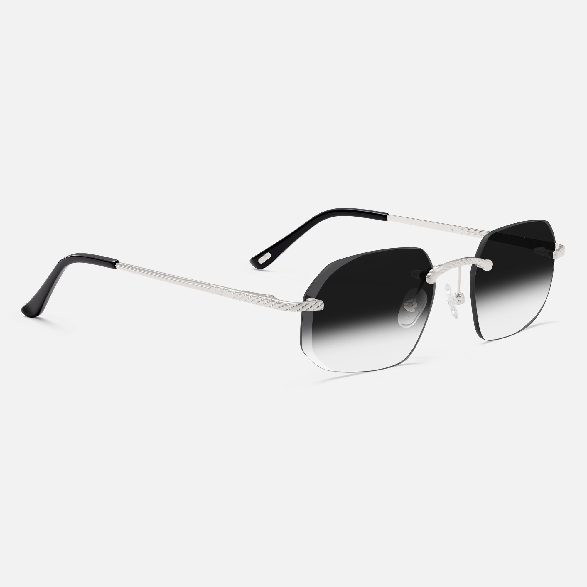 Silver Rimless Sunglasses, Rimless Sunglasses Mens, Class VII Side