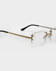 Silver & Gold Two Tone Rimless Class - Clear Lens (PRESCRIPTION AVAILABLE)
