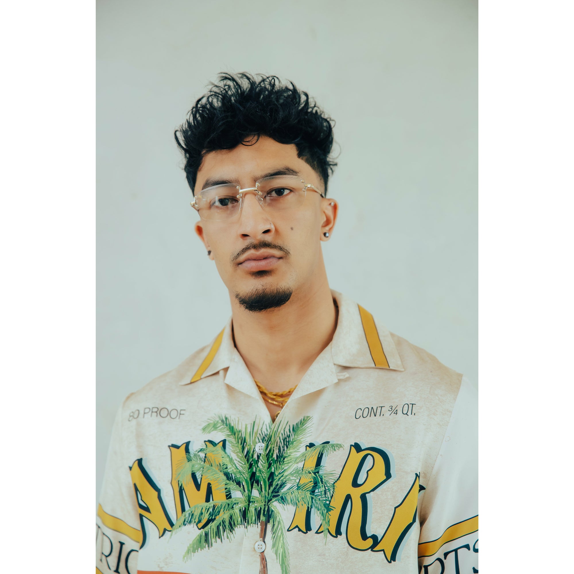 Silver & Gold Two Tone Rimless Class - (Light Adaptive) Clear to Brown Lens