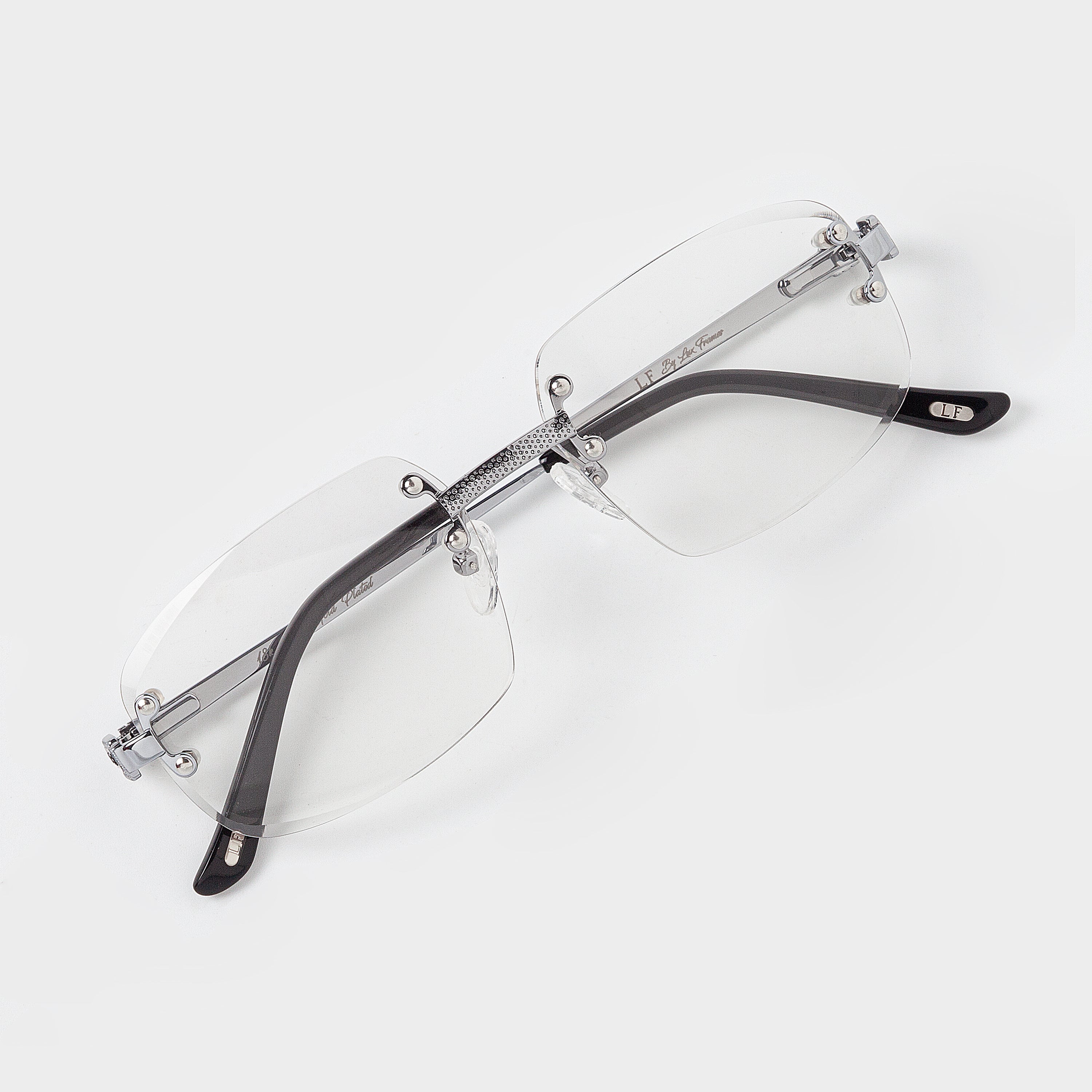 LF Rimless Class V (Larger Lens) - White Gold Clear Lens – Lux Frames