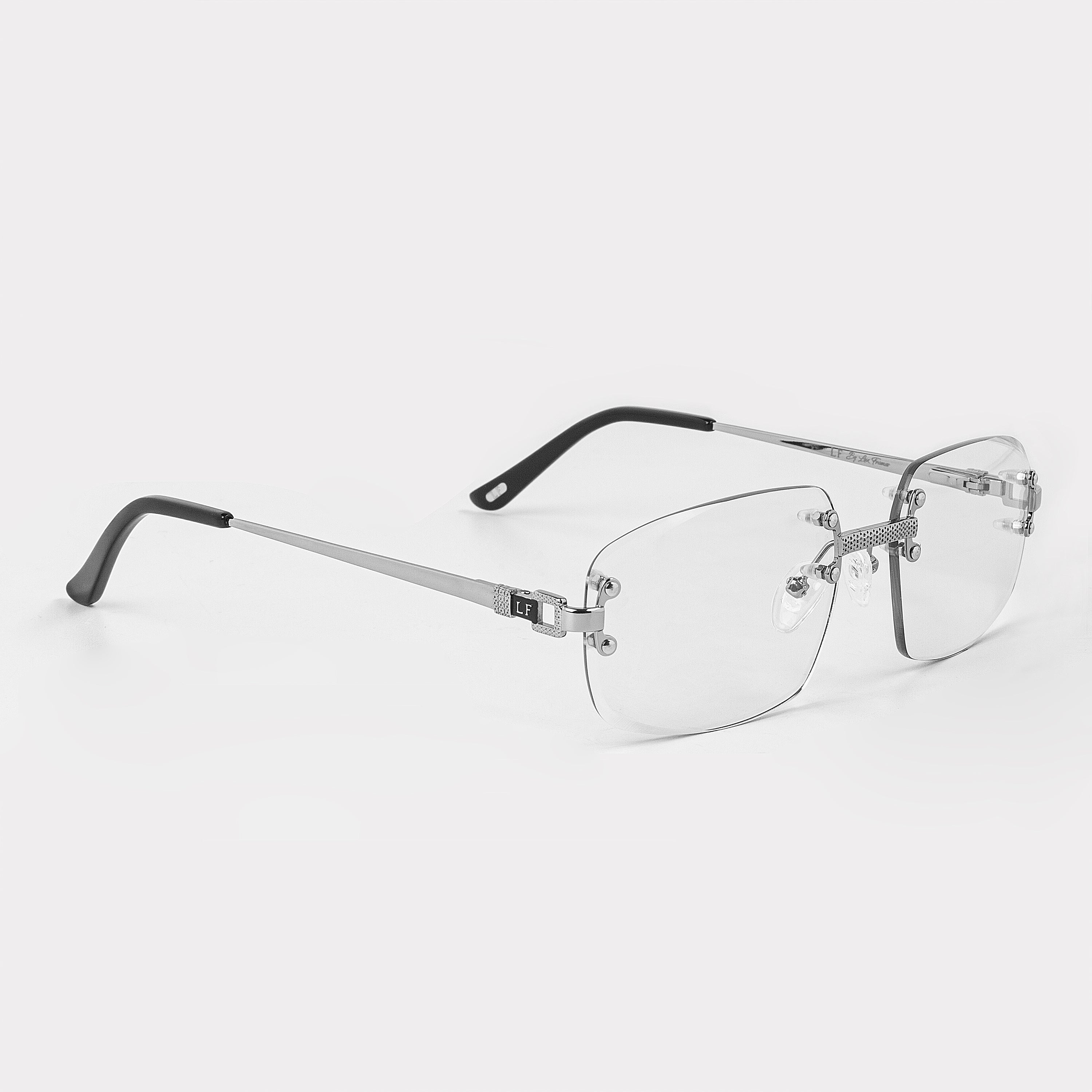 LF Rimless Class V (Larger Lens) - White Gold Clear Lens – Lux Frames