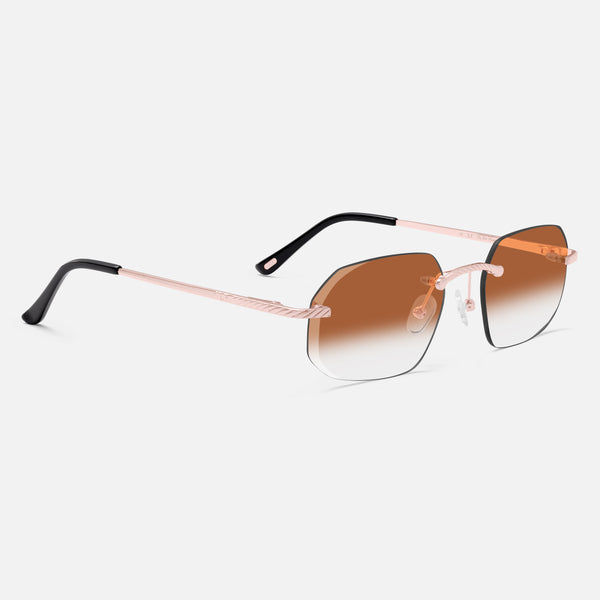 Rose Gold Rimless Class VII - Brown Fade