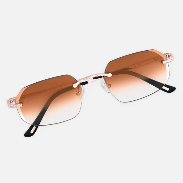 Rose Gold Rimless Class VII - Brown Fade