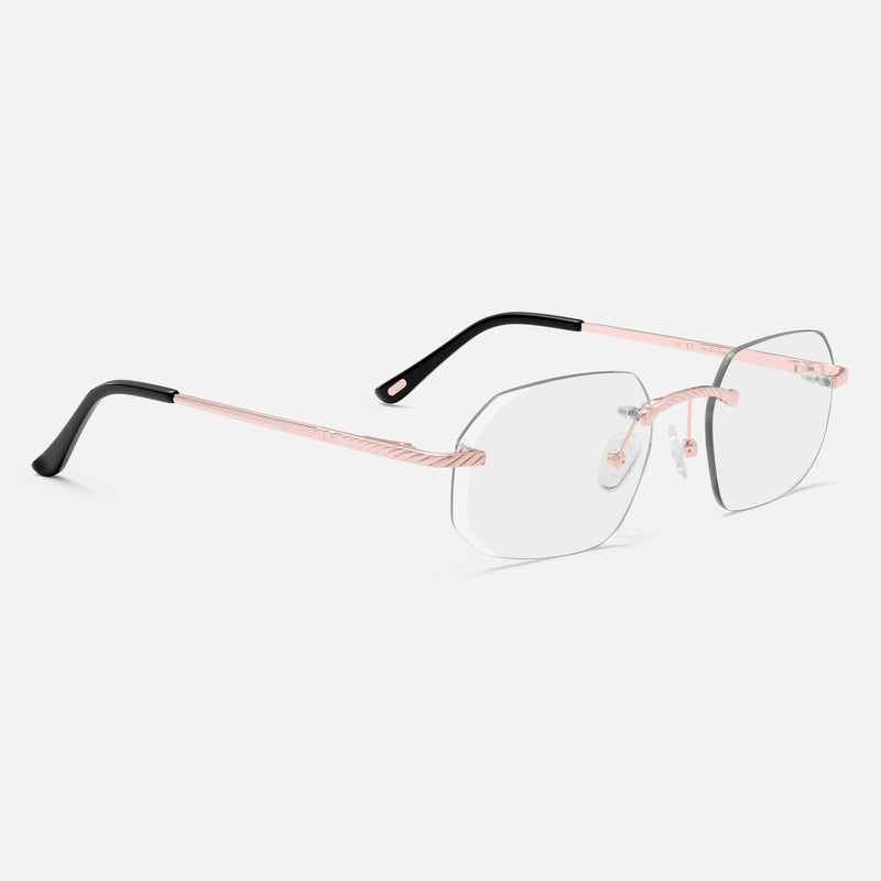 Rose Gold Rimless Class VII - Clear Lens