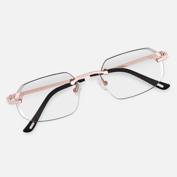 Rose Gold Rimless Class VII - Clear Lens