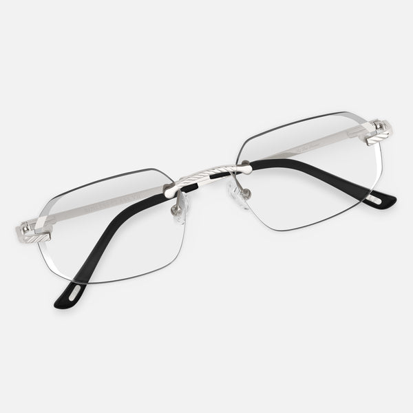 Silver Rimless Class VII - Clear Lens