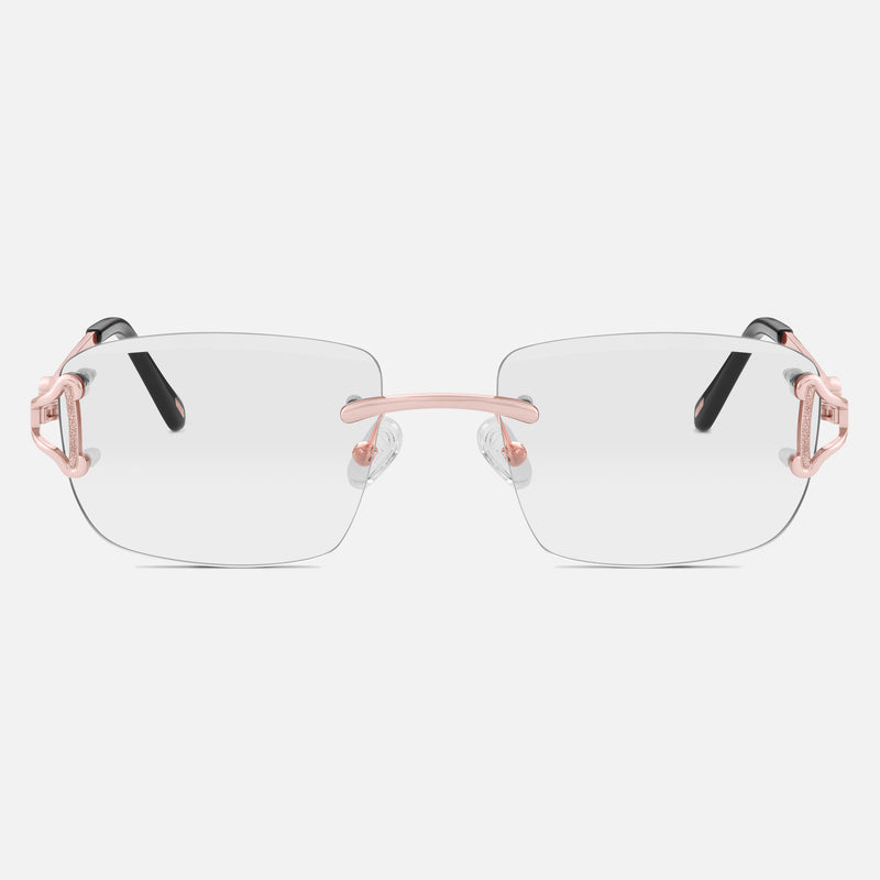 Rose Gold Rimless Class IX - Clear Lens