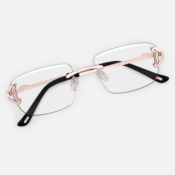 Rose Gold Rimless Class IX - Clear Lens