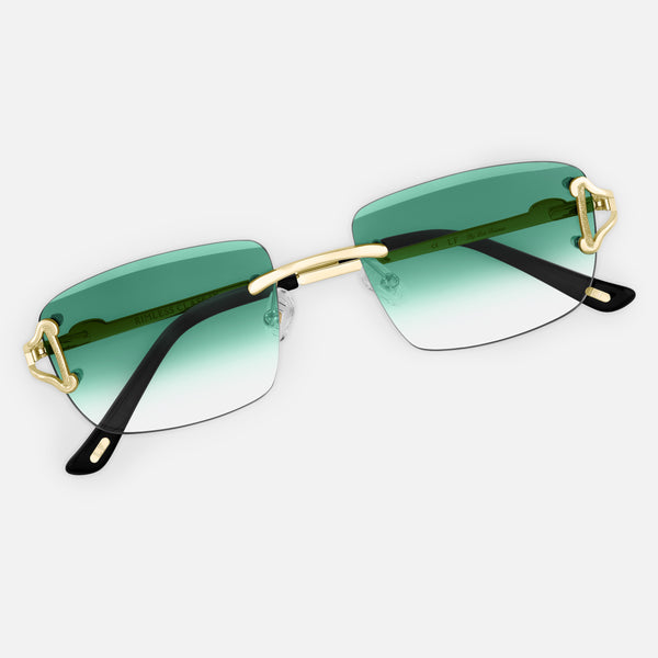 Gold Rimless Class IX - Green Fade