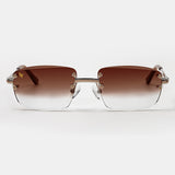 LF Silver & Rose Gold Two Tone Rimless Class - Brown Fade