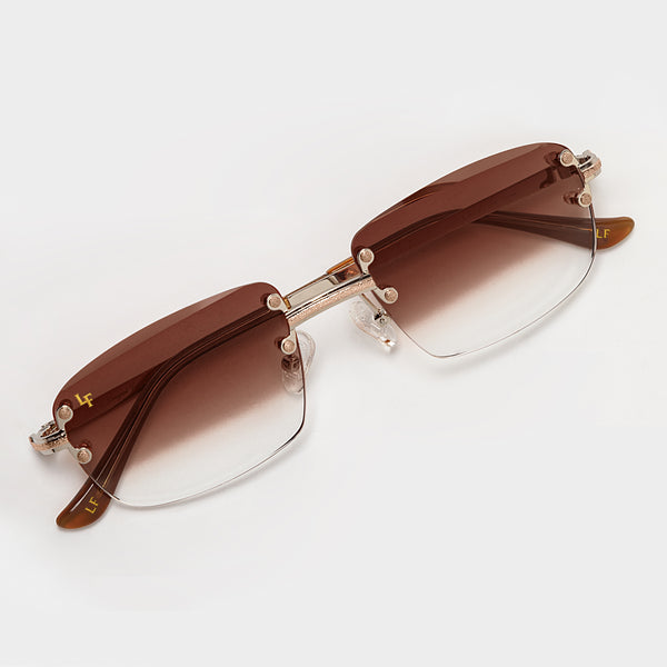 LF Silver & Rose Gold Two Tone Rimless Class - Brown Fade