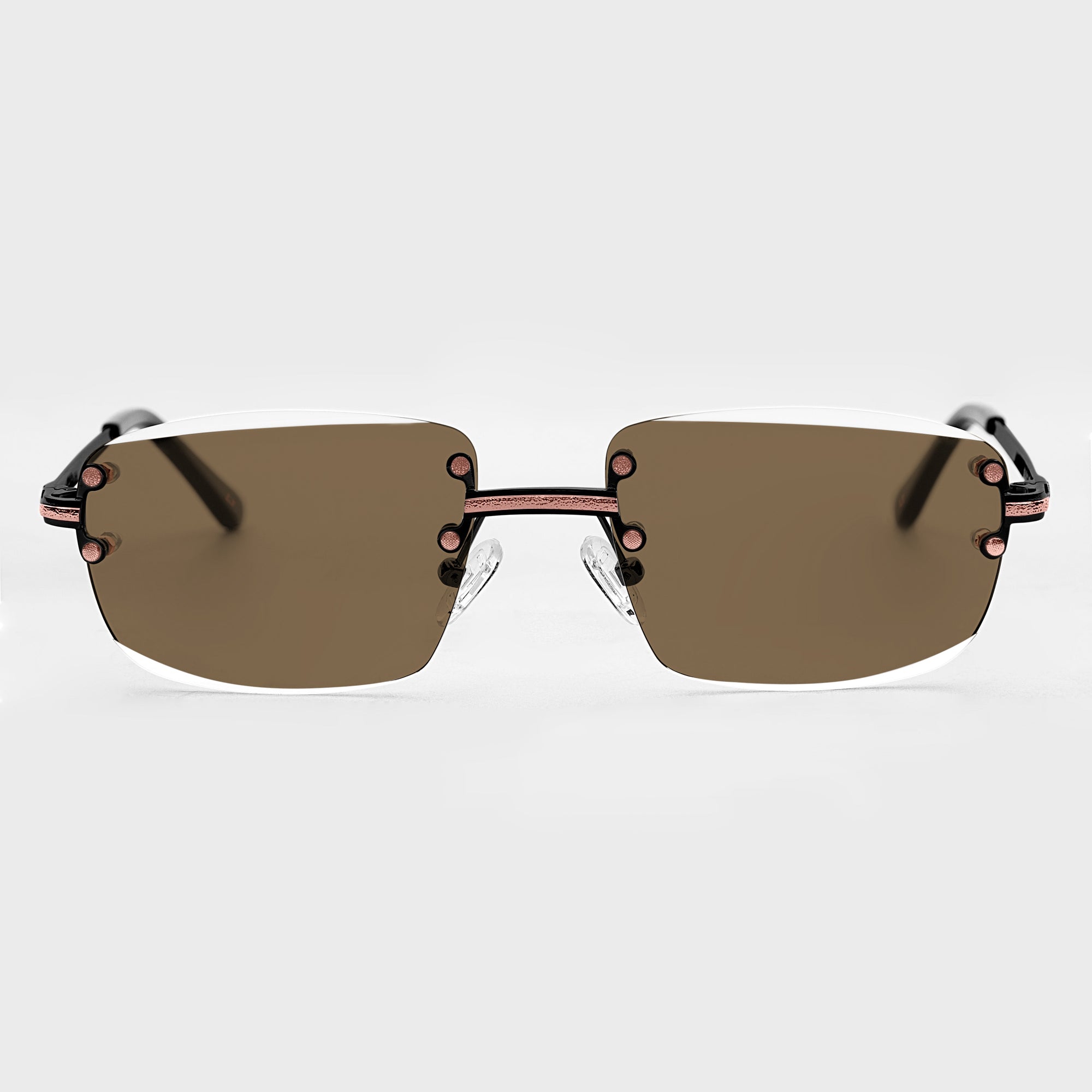 Black &amp; Rose Gold Two Tone Rimless Class - (Light Adaptive) Clear to Brown Lens