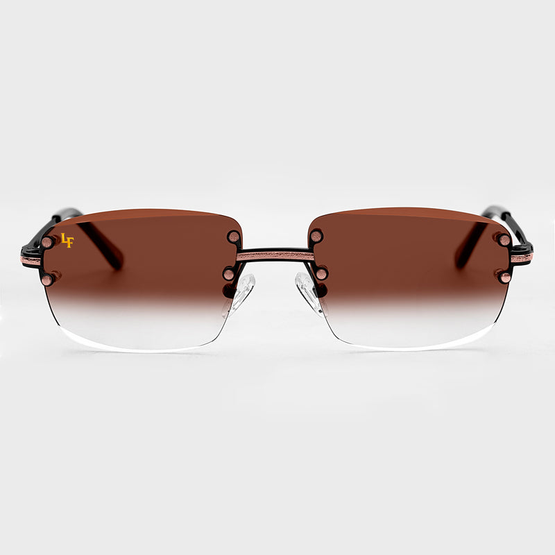 LF Black & Rose Gold Two Tone Rimless Class - Brown Fade