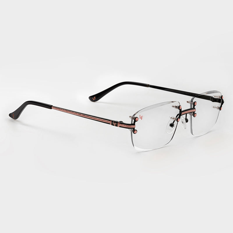 LF Black & Rose Gold Two Tone Rimless Class - Clear Lens