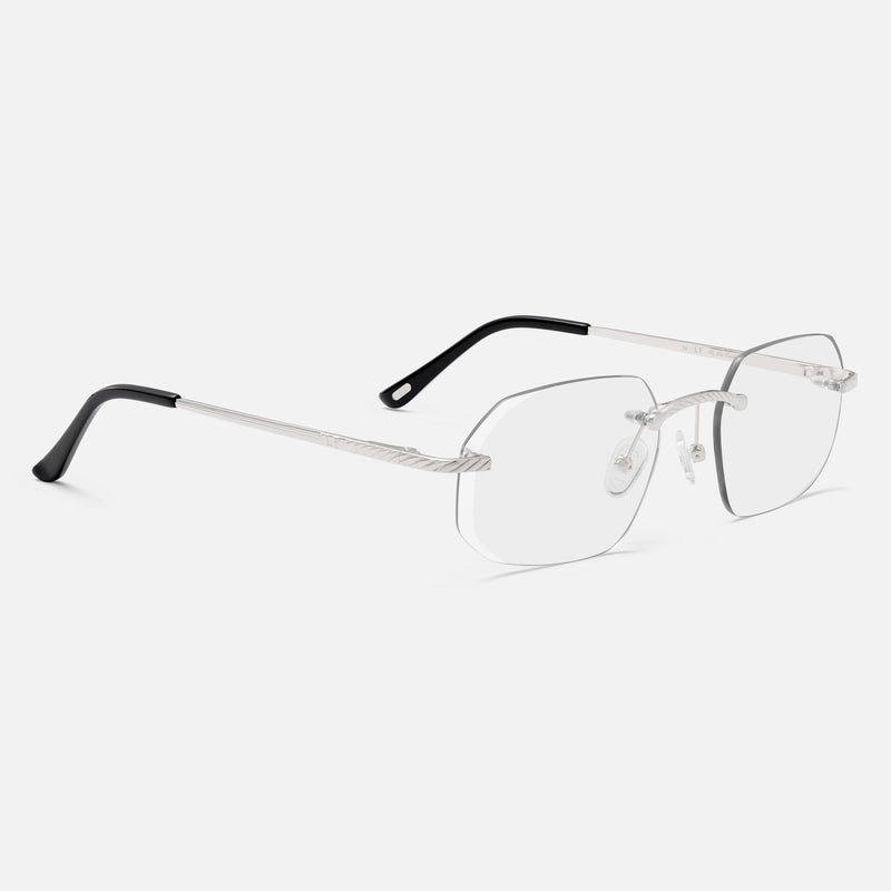 Silver Rimless Glasses, Rimless Glasses Mens, Class IX Clear Side