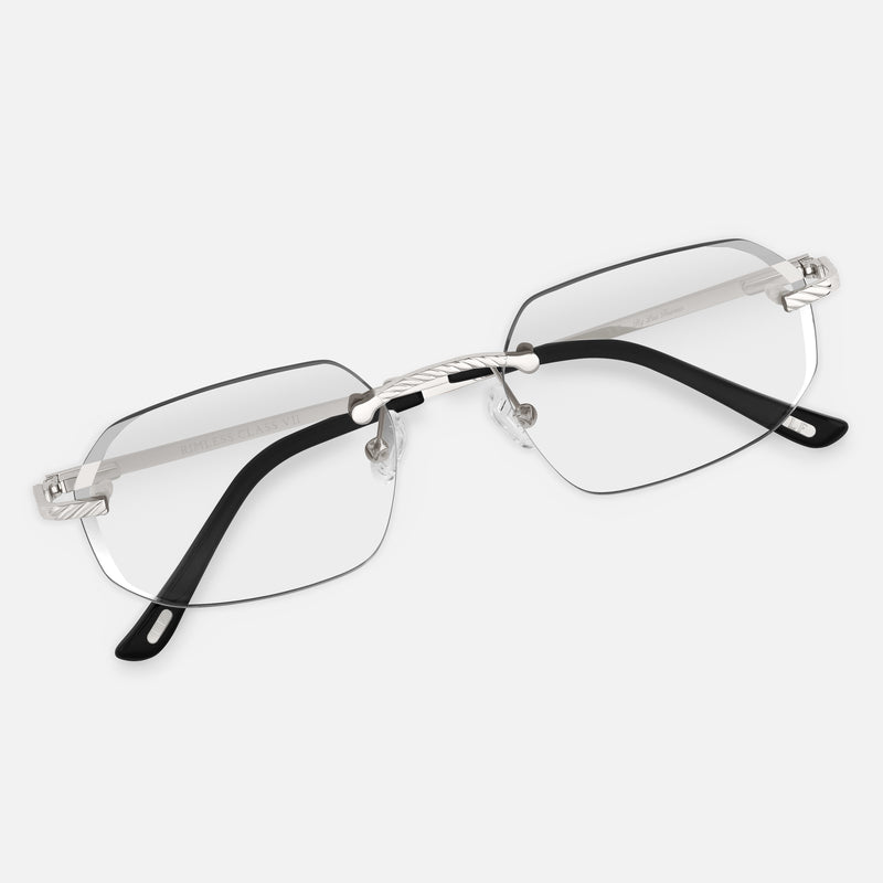 Silver Rimless Glasses, Rimless Glasses Mens, Class VII Clear Top