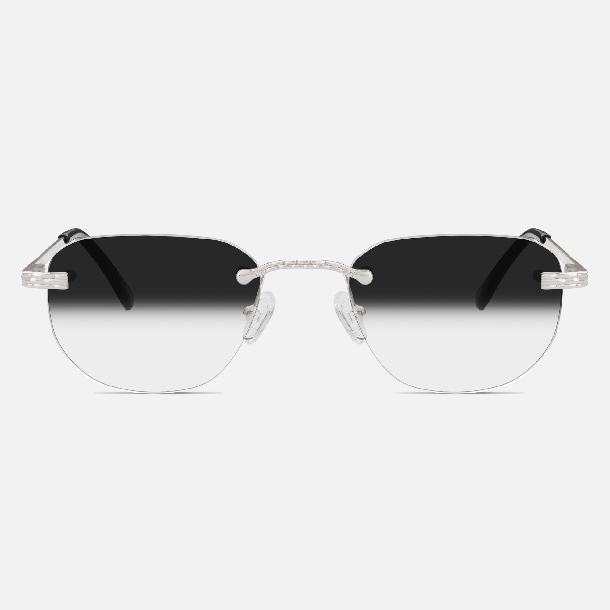 Silver Rimless Sunglasses, Rimless Sunglasses Mens, Class I Front